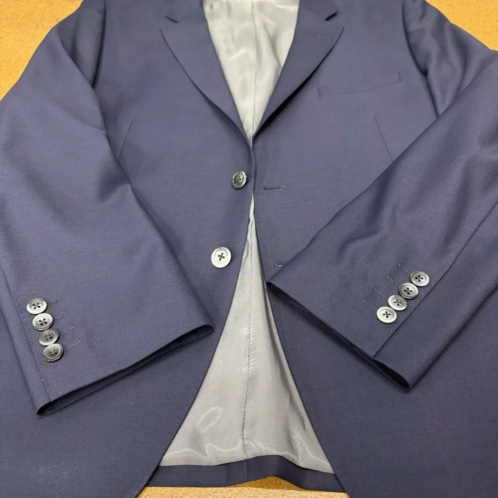 Tiglio Luxe Blazer Sangria Jacket Men’s 44S Navy Blue Italy Merino Wool